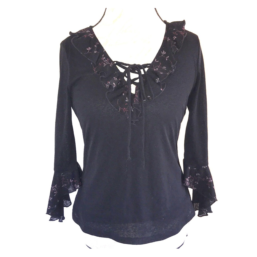 BYER | Floral Ruffled 3/4 Sleeves Peasant Blouse